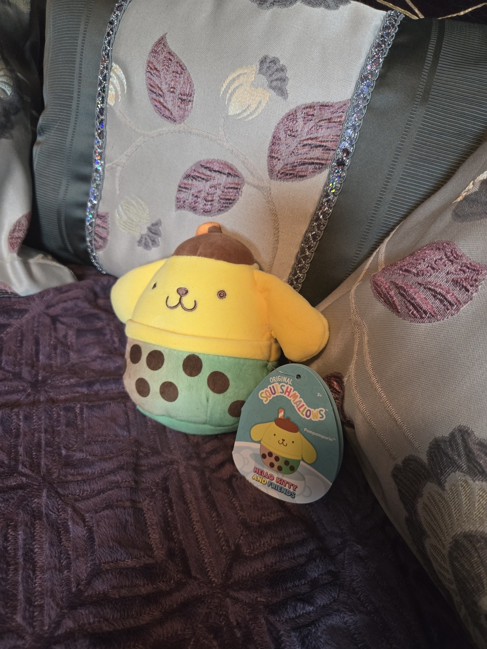 Sanrio Yellow & Green Pompompurin Plush Squishy Toy